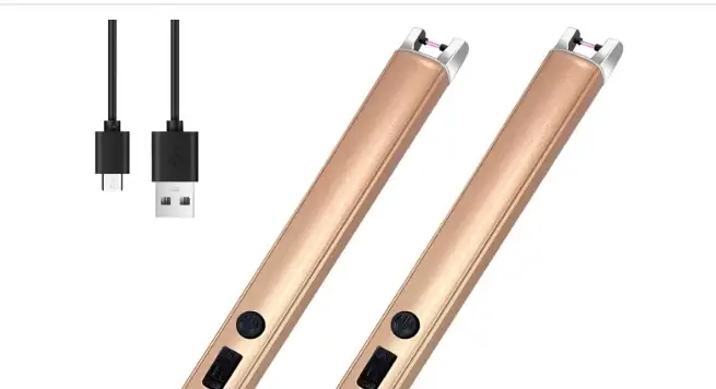 2 PCS Candle Lighter,Windproof Flameless Electric Lighter with LED Power Display ＆ Safety Switch, Upgraded Plasma USB Rechargeable Lighters for Birthday Camping BBQ