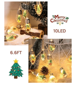 6.6FT Christmas Vintage Decor String Light - 10LED Snow Globe Bulbs String Lights with Tree & Snow & Cute Ornaments Christmas Indoor decorations for Home Patio Mantel Fireplace Xmas Tree Decoration