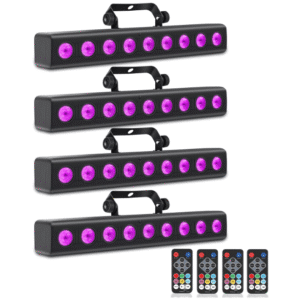 LED Stage Wash Light Bar,50W 9 LED 4IN1 RGBW DJ Stage Lights Bar with Remote Control Sound Activated