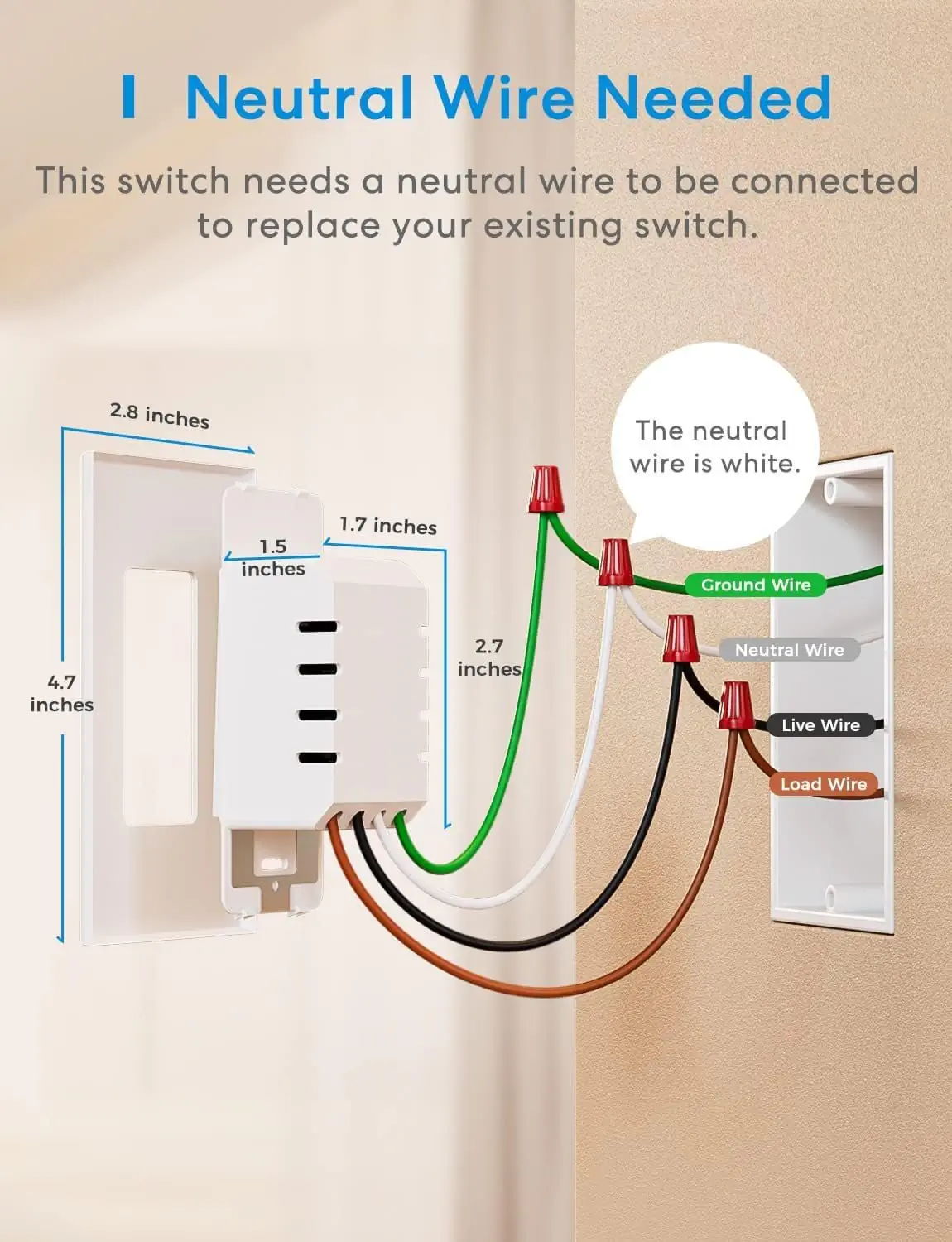 A successfully installed smart light switch on a clean, modern interior wall.